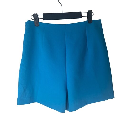 2/ $30 ZARA Turquoise High-Waisted Shorts L Polyester Blend - Picture 3 of 12